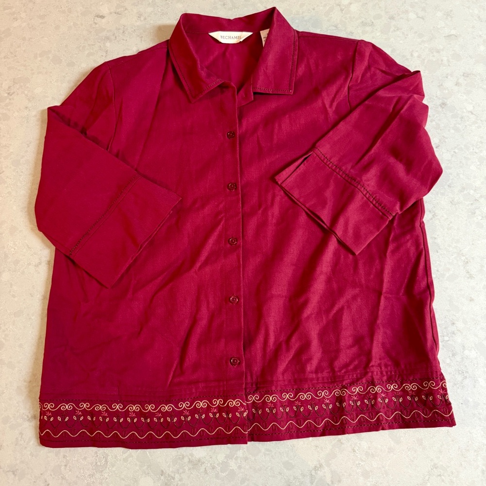 Bechamel 3 Piece Women’s Skirt Suit Burgundy SzL,Skirt,Shirt,Shirt.Embroidery